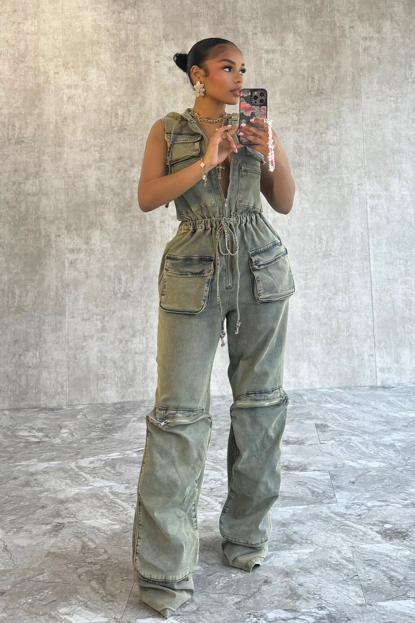 Natalie Vintage Wash Denim Jumpsuit