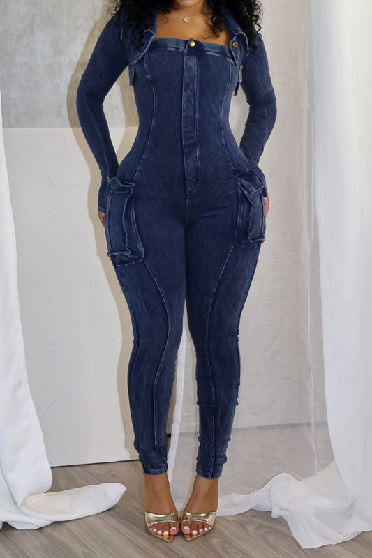 Jennie Mineral Washed Jumpsuit With Cardigan