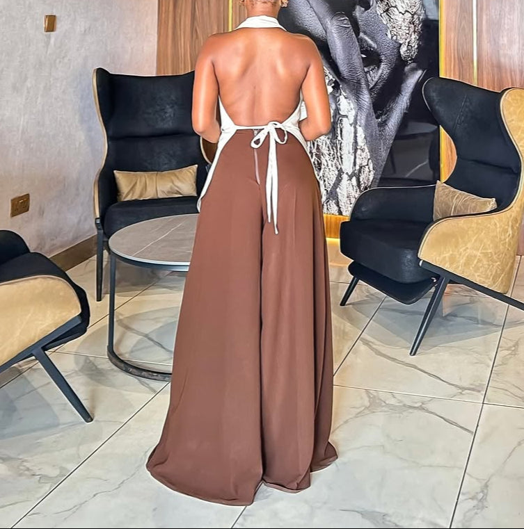 Wide-Leg Suiting Straight-Leg Trousers