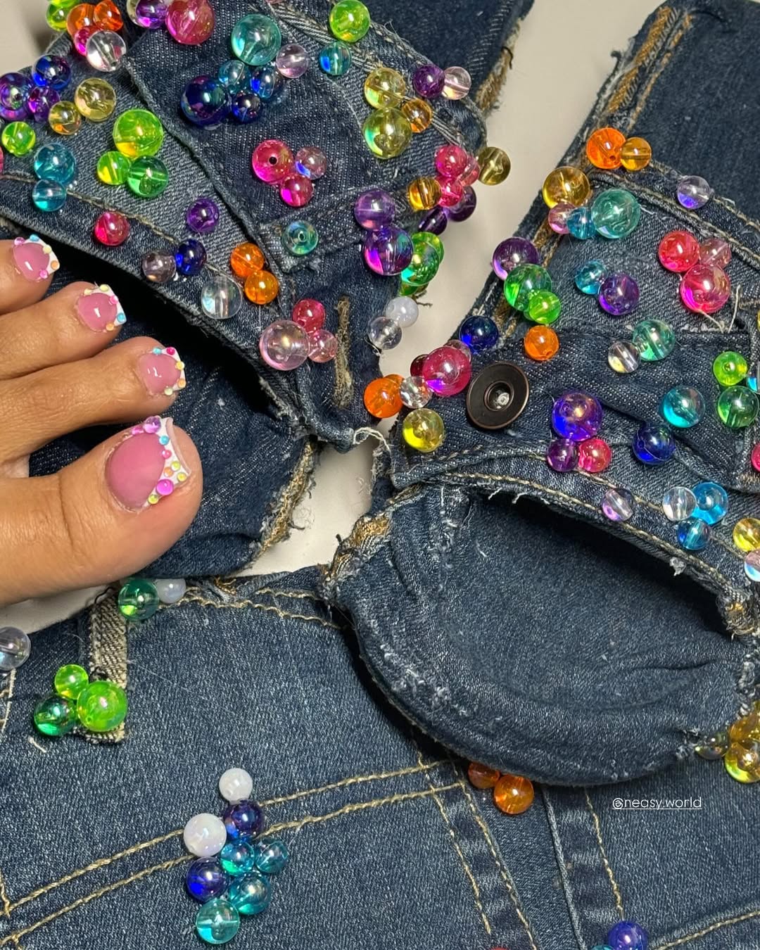 Colorful Fruit Candy Denim Slippers