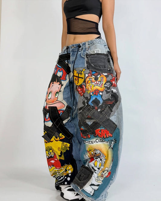 Denim Mosaic Painted Jeans