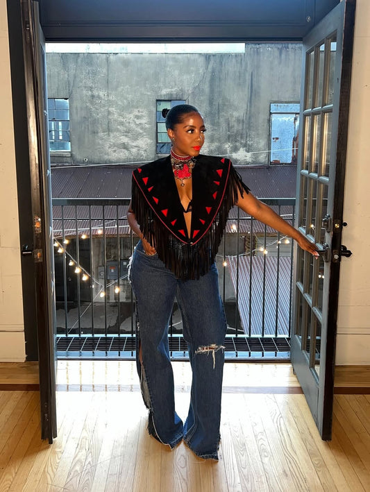 Custom Tassel Denim Queen Top