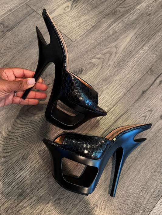 Crocodile Leather Platform High Heels