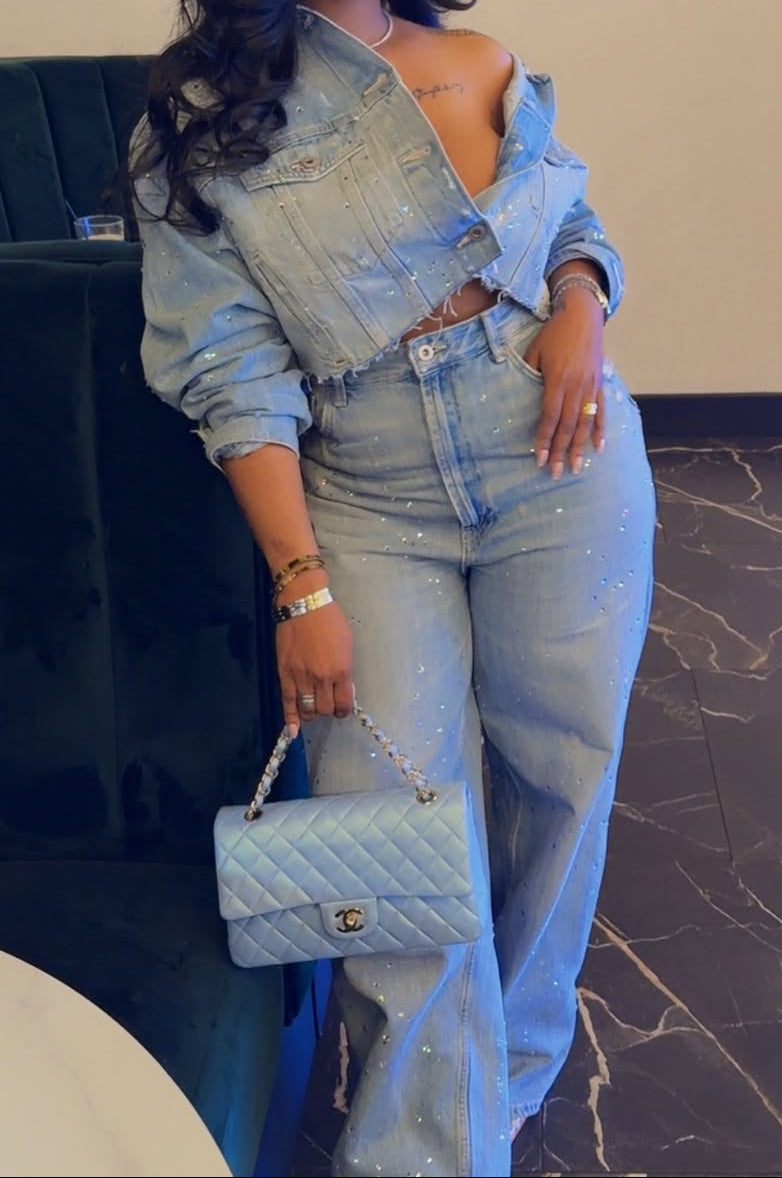 Diamond Denim Jacket & Pants Set