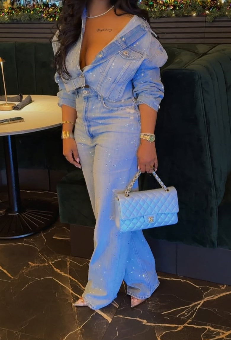 Diamond Denim Jacket & Pants Set