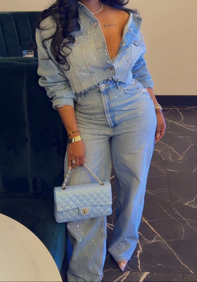 Diamond Denim Jacket & Pants Set