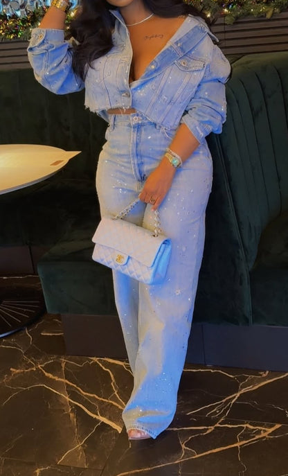 Diamond Denim Jacket & Pants Set