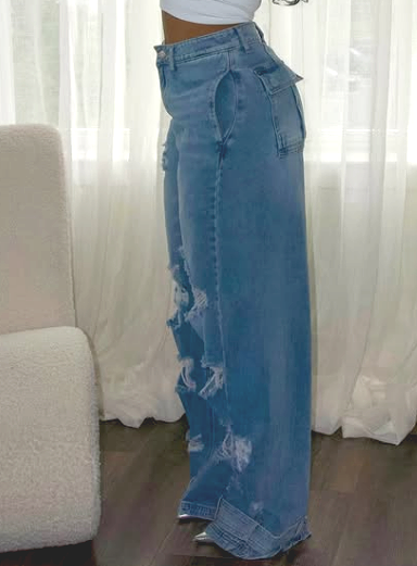 Broken Hole Barrel Jeans