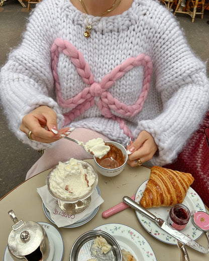 Cute Pink Bow Oversized Sweater