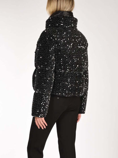 Fashion Sequined Zip Up Coat