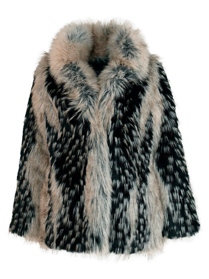 Shawl Collar Faux Fur Coat