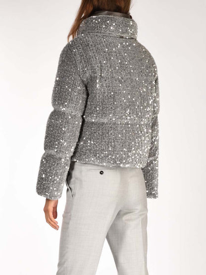 Fashion Sequined Zip Up Coat