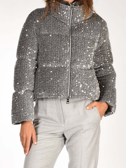 Fashion Sequined Zip Up Coat