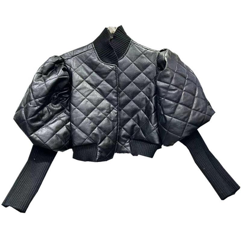 Chic Knitted Leather Jacket