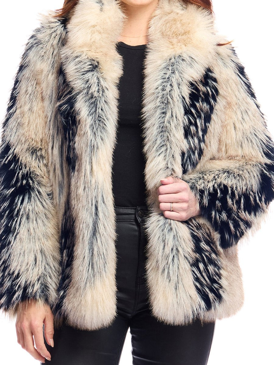 Shawl Collar Faux Fur Coat