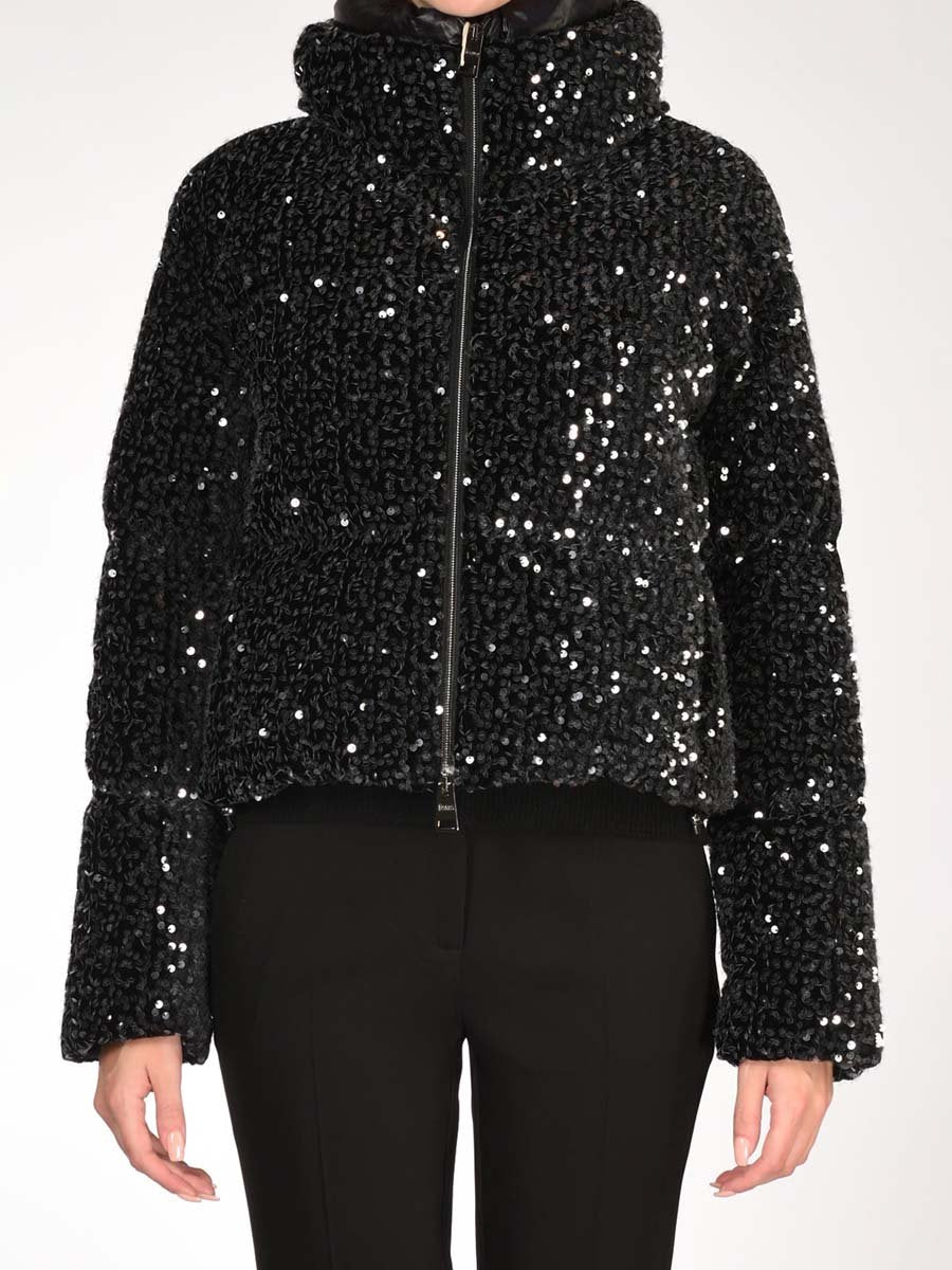 Fashion Sequined Zip Up Coat