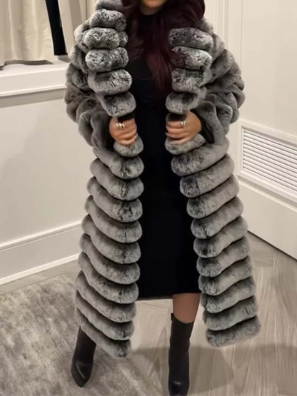 Women's Long Fluffy Coat Plush Outerwear