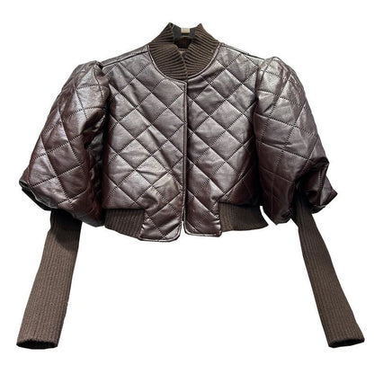 Chic Knitted Leather Jacket