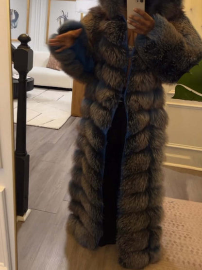 Fashion Detachable Faux Fur Long Coat