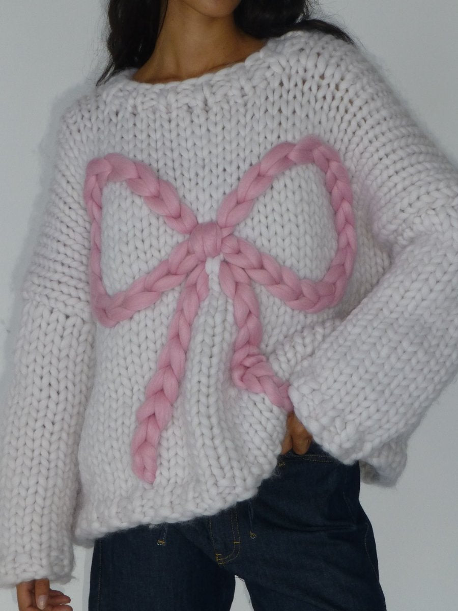 Cute Pink Bow Oversized Sweater